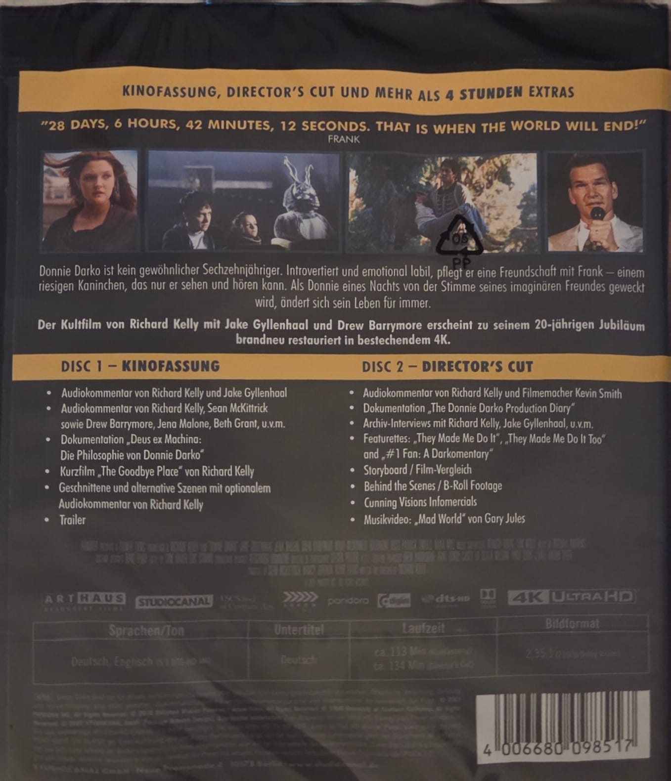 Donnie Darko (4K Ultra HD) – 2-Disc – Kinofassung + Director's Cut