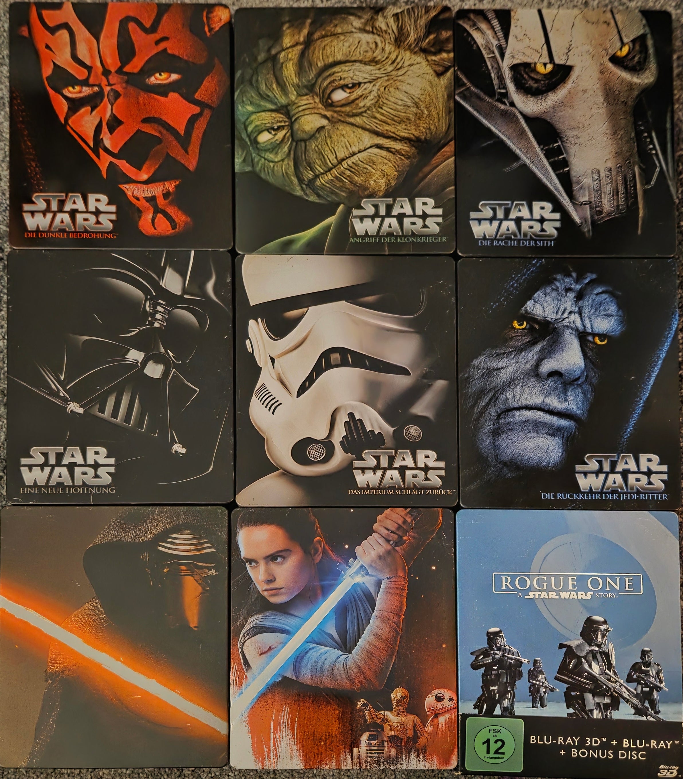 Star Wars Episode 1-8 + Rogue One – Blu-Ray Steelbook Edition (gebraucht, guter Zustand)